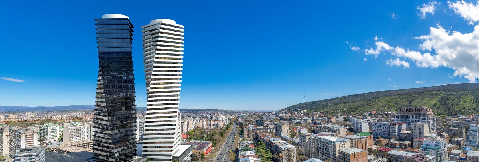 ConceptWall 50 Ściany osłonowe aluminiowe, ConceptSystem 77 Drzwi aluminiowe oraz ConceptSystem 77 Okna aluminiowe - Apartmentcompleks Axis Towers zlokalizowany w Tbilisi, Gruzja