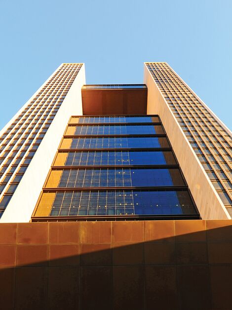 The golden Four Seasons Hotel in Bahrain.